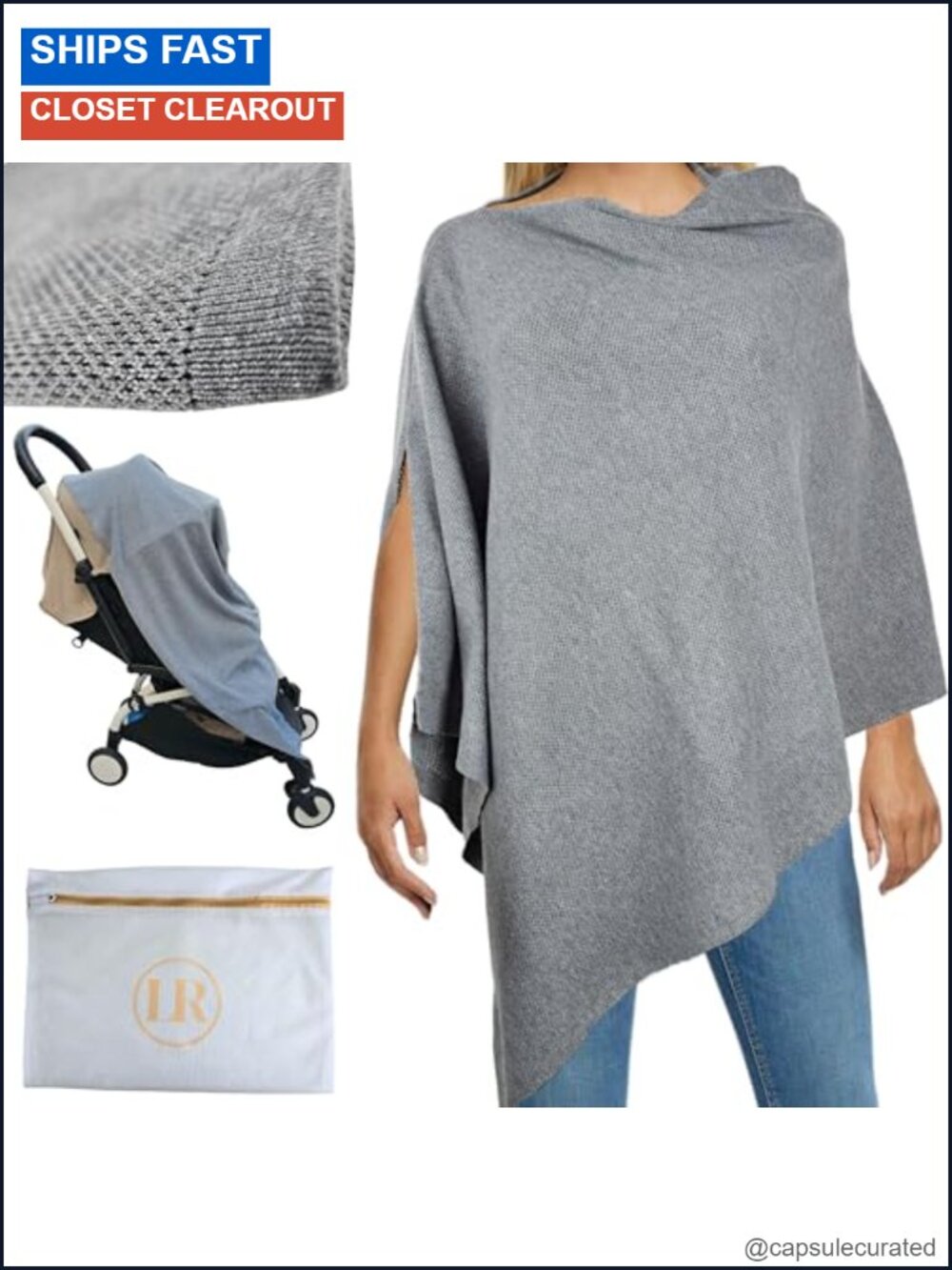 Organic Cotton Cashmere Nursing Cover Poncho Peekaboo Breastfeeding